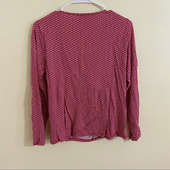 Talbots  Red Wrap Top Geometric Print Size M - Picture 4 of 4